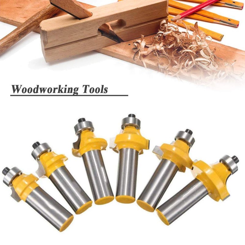 Mesee 6 Pieces Round Over Edging Router Bit Set, 1/2-Inch