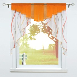 SCHOAL Scheibengardinen Küche Transparente Bistrogardinen Voile Kurzgardinen Kleinfenster Gardinen mit Tunnelzug 1 Stück BxH 120x125cm Orange