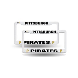 Pittsburgh Pirates Baseball Raised Letter White Plastic License Plate Frame - Set of 2 Frames