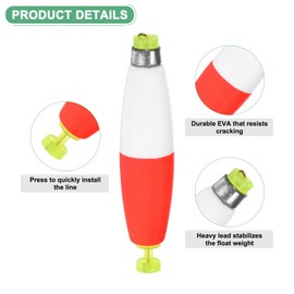 M METERXITY 5-Pack Fishing Bobbers Floats, 77mm EVA Foam Weighted Bobbers for Crappie/Bluegill/Trout Bass/Catfish, Clip-on Floats Slip Corks Floaters Strong Buoys [Red & White]