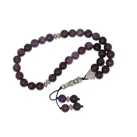 W38 33 Bead Stress Relief Fidget Worry Prayer Beads Tasbih 8mm Amethyst Gemstone Beads