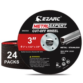 EZARC Cut Off Wheels 24 Pack, 3” x 1/32” x 3/8” Cutting Wheel, Metal & Stainless Steel Cutting Disc for Die Grinder, (Upgraded Thin Design)