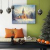 Christmas Canvas Wall Art - Snowy Chapel Church Winter Sunset