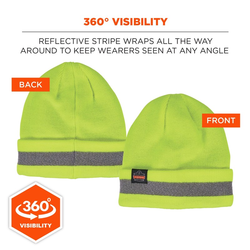 Ergodyne Standard Reflective Winter Hat, Lime
