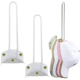 Hat Racks for Baseball Caps, FireBee Metal Hat Hangers, Hat Hooks for Wall, Hat Holders Can Hold More Than 10 Hats for for Closet, Door, 2 Pack, White
