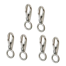 SEIWEI 6PCS Fixed Spring Snap Hook,Quick Release Shackles with Fixed Round Ring Keychains Marine Boat Eye Clip Carabiner Yacht Sailing Hook Hardware