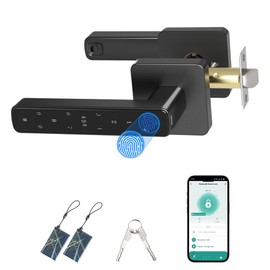Fingerprint Door Lock-Smart Door knob, Biometric Door Lock, with App/Code/Backup Key/Fingerprint/IC Card, Keyless Entry Lock with Handle for Home Hotel Office Apartment Bedroom