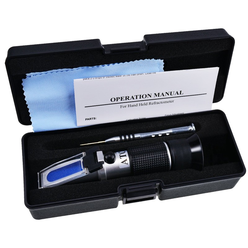 Honey Brix Tri-Scale Refractometer with ATC - Measures 58-90% Brix,