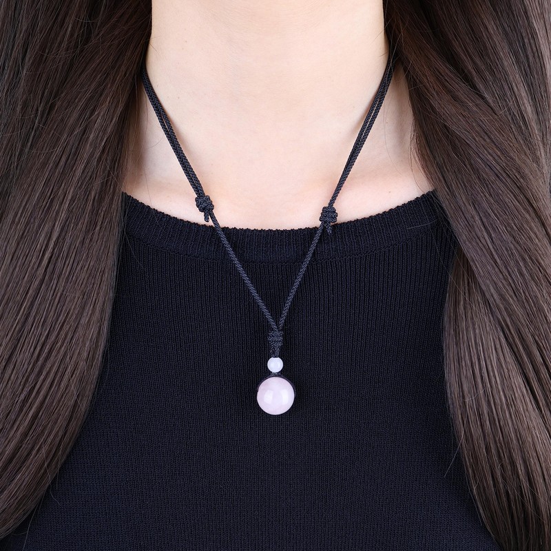COAI Unisex Ball Pendant Made of Gemstones Adjustable Necklace, rose