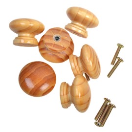 COSMOS 6 PCS Round Mushroom Shape Wooden Cabinet Knobs Drawer Pulls