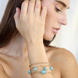 Ettika Gold Bracelets. Bracelet Set for Women. The Power of Three 18k Gold Plated Bracelet Set of 3. Jewelry, Birthday Gifts For Women