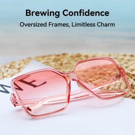 Dollger Oversized Square Sunglasses for Women Big Large Wide Fashion Shades for Men 100% UV Protection Unisex Pink