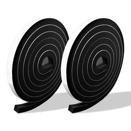 Made in Japan Plump Original Crevice Tape, Ski-Match, Black, Thick 0.4 inches (10 mm) x Width 0.5 inches (12 mm) x Length 6.6 ft (2 m) x 2 Tiers = 1 Bag), Cushion Tape, Rubber Sponge, Waterproof,