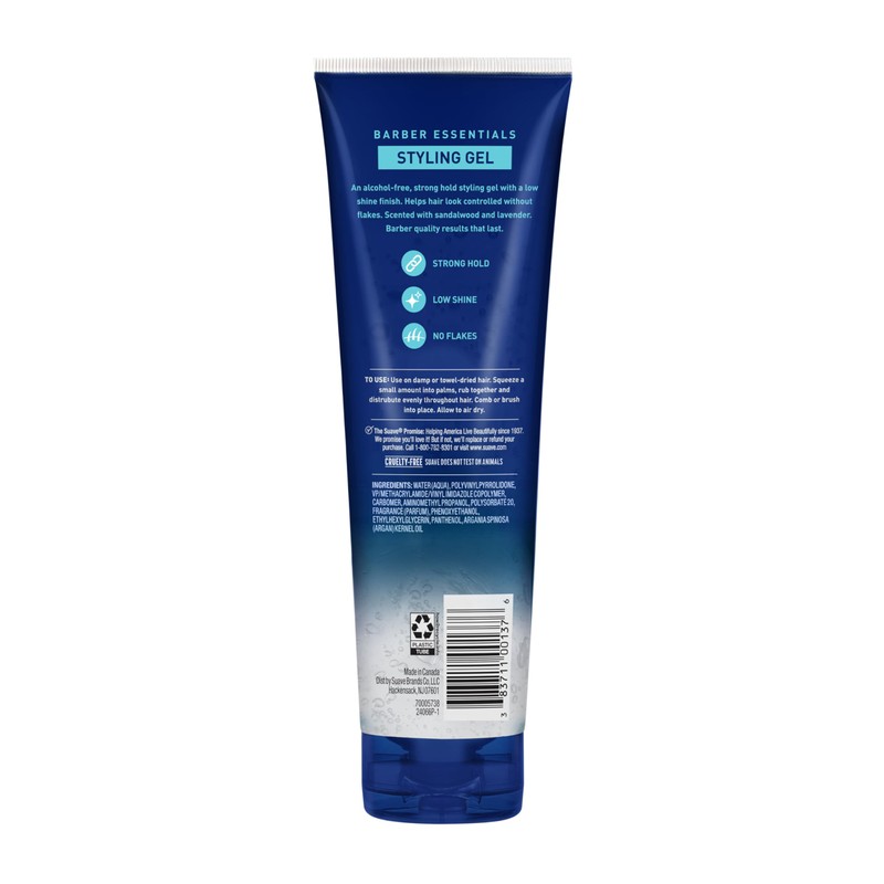Suave Hair Gel Barber Essentials Styling Gel for Men, Strong