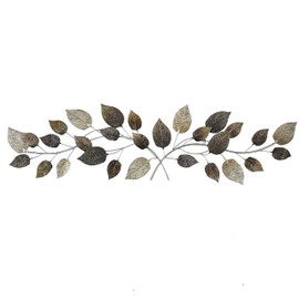 Deco 79 Metal Leaf Long Textured Wall Decor with Multiple Shades, 50" x 2" x 15", Bronze (Pack of 4)