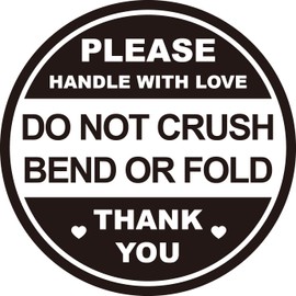 2" 300 PCS Black Do Not Crush Bend or Fold Handle with Love Labels Stickers Shipping Mailing Cartons Envelops Adhesive Labels