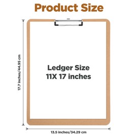 11x17 Clipboard Vertical Extra Large Clipboard Hardboard Low Profile Clip 11 x 17 Clipping Board MDF Pack of 4