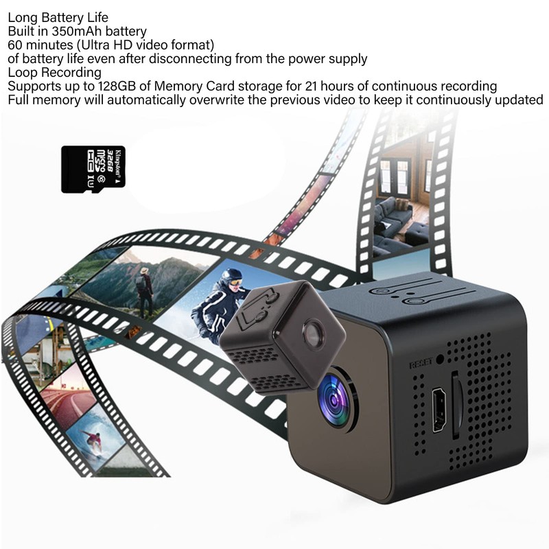 Mini Camera, 1080P Loop Recording Connection Supports Night Vision Motion