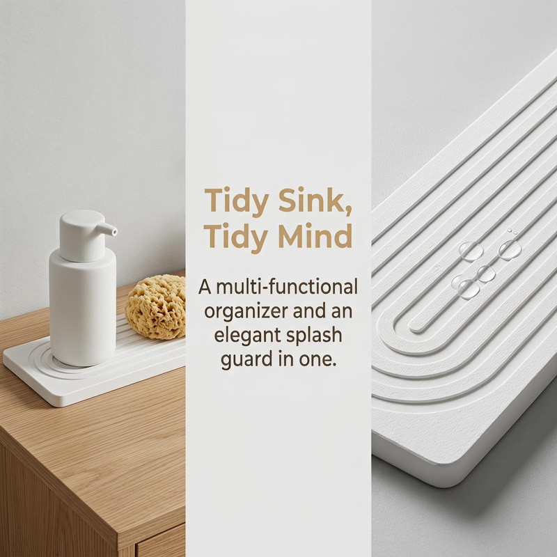 Rovelin Stone Faucet Mat for Kitchen Sink, 40x10cm Absorbent Diatomite