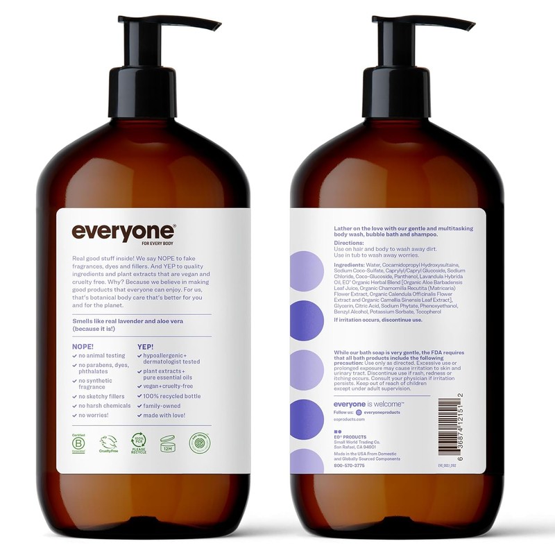 Everyone 3-in-1 Soap, Body Wash, Bubble Bath, Shampoo, 32 Ounce