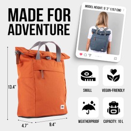 ORI LONDON Rolltop Backpack - Small Travel Backpack with Lots of Pockets for Men & Women - The Finchley, Forest