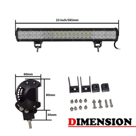 SKYWORLD LED Light Bar, 23 inch 144W Spot Flood Combo Beam Work Driving Lamp with License Plate Mounting Bracket Holder 12V Rocker Switch Wiring Harness Kit for Auto Truck Car ATV SUV 4X4 Offroad