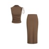 CIDER Women's Sleeveless Tie Shoulder Tank Top & Midi Skirt