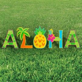Aloha Plastic Yard Sign Set, 5 Pieces