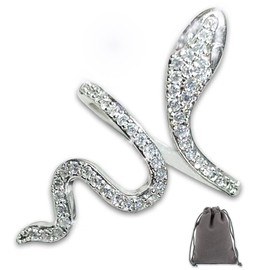 Silver Rings for Women 925 Adjustable Snake Brilliant Cubic Zirconia Rings Women & Men Engagement Ring Silver Ring Women's Gothic Retro Party Ring for Women Men Snake Jewellery with Gift Box