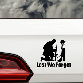 Hatcherabilia Lest We Forget Soldier UK Military Remembrance Car Stickers - Car Stickers and Declas - Remembrance Day Decorations - Decal Stickers - Van Stickers (Black)