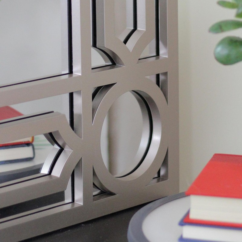 Northlight 29.5" Gray Framed Geometric Openwork Rectangular Wall Mirror