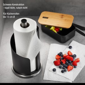 Gefu Curve 15703 Kitchen Roll Holder, Black: Standing Kitchen Roll Holder, Stable Stand