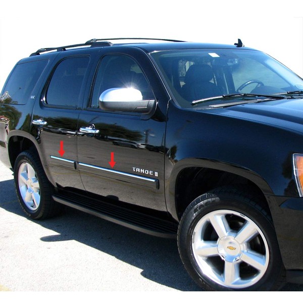 Made in USA! Compatible with 2007-2009 Chevy Tahoe Body Side Molding Top 1" Wide 4PC Overlay