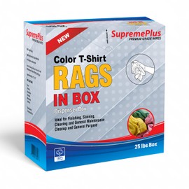 SupremePlus Premium Color Knit Cleaning Cloths (25 lbs. Compressed Box) – Shop Rags Bulk for Workshops, Mechanics, Painters, and Home Use, Multipurpose Cotton T-Shirt Rags