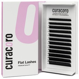 Curacoro Eclipse Flat Eyelash Extensions - Mixed Length 8-15mm, Thickness 0.12-0.2mm, C CC D Curl, Black Mink False Lashes, Matte Finish, Individual Eyelashes for Salon Use, Lightweight and Fluffy
