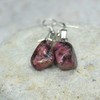 Custom Tumbled Rhodonite Stone Dangling Earrings - 1 Set