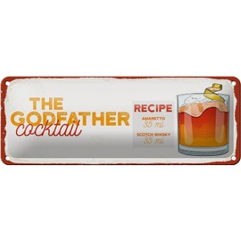 Femer Tin Sign Recipe The Godfather Cocktail Recipe 27 x 10 cm Decoration