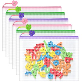 Okbioopy 6pcs Mesh Zipper Pouch Bags, A4 Zipper Pouch, Plastic Zipper Pouches, Letter Size Zipper Bags, Mesh Zipper Pouch - Fashionable Zipper Pouches for Organization, Board Game and Office Storage