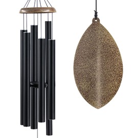 Wind Chimes Outside Deep Tone, 45 in Wind Chimes Large with 6 Heavy Tubes, Large Deep Tone Wind Chimes Outdoor for Garden Hanging Décor,Sympathy Gifts, Black