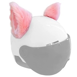 Cat Ears for Helmet Plush Ears Adhesive Helmet Accessory for Bicycle Motorcycle Smooth Surfaces Helmets Decor Pink