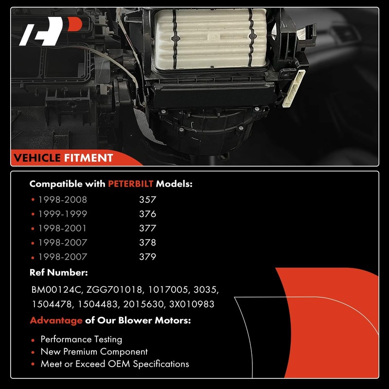 A-Premium HVAC Heater Blower Motor Assembly Compatible with Peterbilt Vehicles