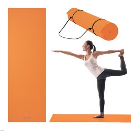 Gaiam Essentials 14 Thin (6mm) Yoga  Pilates, Fitness  Exercise Mat with Easy-Cinch Carrier Strap Cusion Support For Fitness and Gym Workouts         