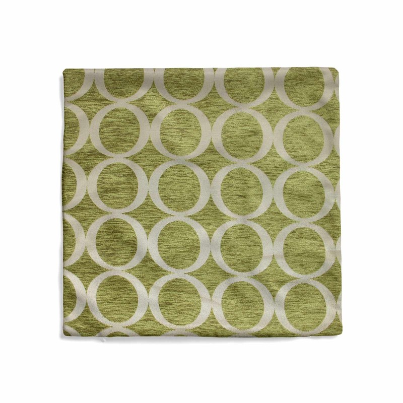 Lime Green/Cream Faux Chenille Cushion Cover Circles Design