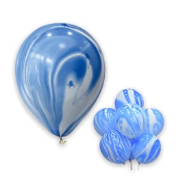 Unbranded 12 Pack Blue White Swirl Marble Balloons Tie Dye Circus Party 12" Birthday Party