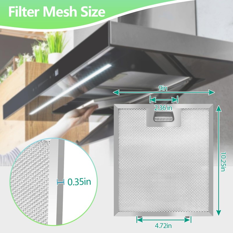 S97018029 Range Hood Filter Replacement - 10.25"x9" Aluminum Frame &