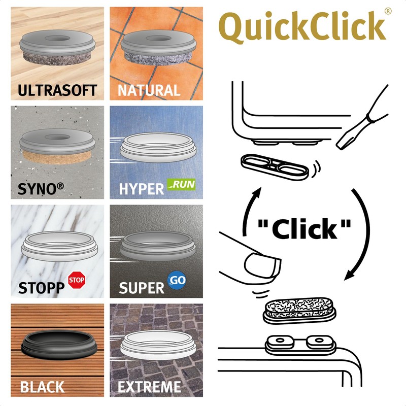 WAGNER QuickClick® tandem chair glides // set of 8 replacement
