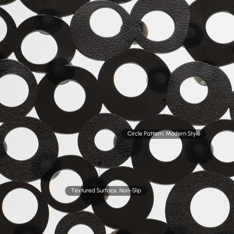 WELTRXE Bath Mat Non Slip Anti Mould, 69x35cm Oval Black