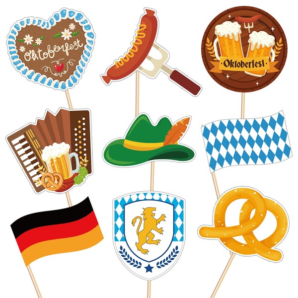 3omething New Oktoberfest Cupcake Toppers – Beer Day Bavarian Festival Cake Picks Party Supplies Decorations Favors 144PCS