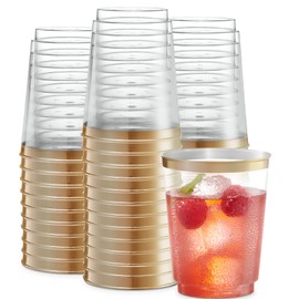 PLASTICPRO Disposable Plastic Tumblers (Gold Rim, 50)