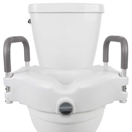 Vive Raised Toilet Seat - 5" Portable, Elevated Riser with Padded Handles - Elongated and Standard Fit Commode Lifter - Bathroom Safety Extender Assists Disabled, Elderly, Seniors, Handicapped (1)